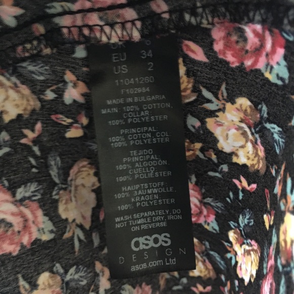 ASOS Design Wrap Front Mini Dress with Crochet Collar in playful floral Sz 2 - Picture 11 of 12